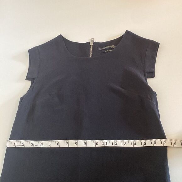 AllSaints Black Silk Flowy Mini Dress Size 2 - Picture 11 of 13